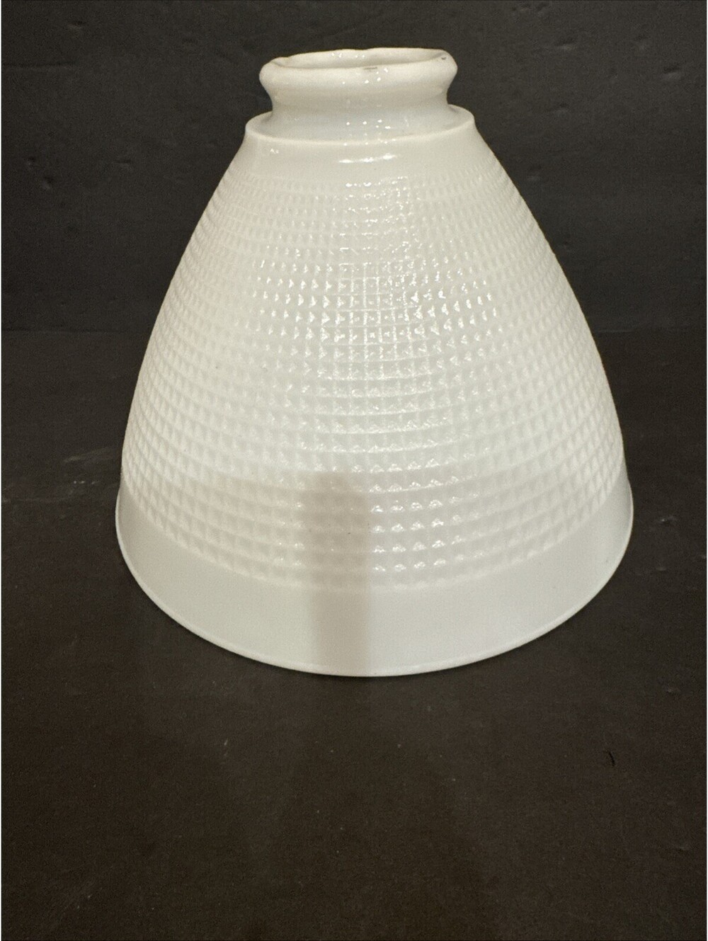 Vintage Corning White Milk Glass Waffle Pattern Torchiere Pendant Lamp Shade 8" - Picture 2 of 5